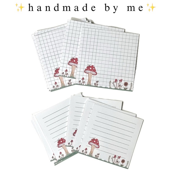 ✨handmade by me✨ cottagecore 🍄 grid & lined memo sheets 3” x 3” - Picture 4 of 11